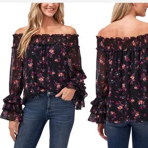 CeCe off the shoulder floral top.